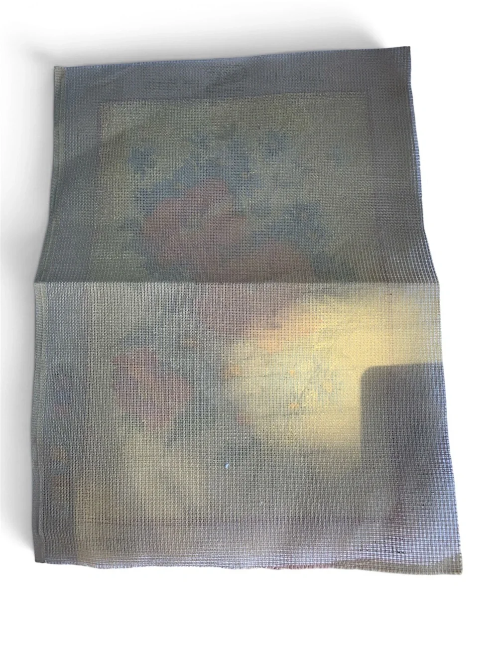 Vintage French SEG de Paris Unworked Needlepoint Canvas Poppy Bouquet